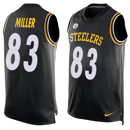 Nike Steelers #83 Heath Miller Black Team Color Mens Stitched NFL Limited Tank Top Jersey