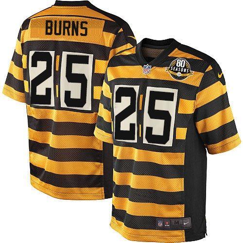 Nike Steelers #25 Artie Burns Yellow/Black Alternate Mens Stitched NFL 80TH Throwback Elite Jersey
