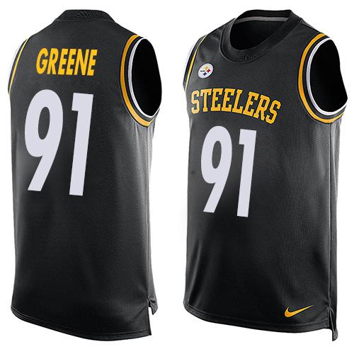 Nike Steelers #91 Kevin Greene Black Team Color Mens Stitched NFL Limited Tank Top Jersey