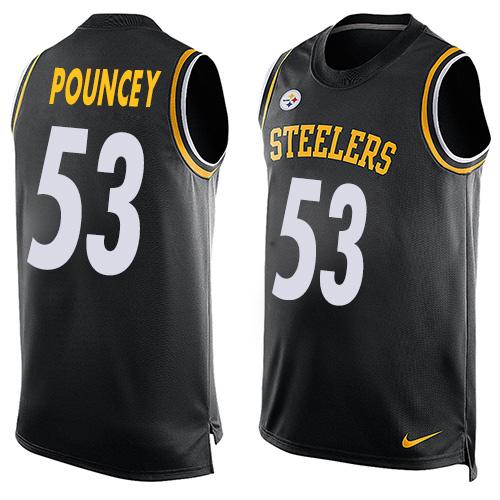 Nike Steelers #53 Maurkice Pouncey Black Team Color Mens Stitched NFL Limited Tank Top Jersey