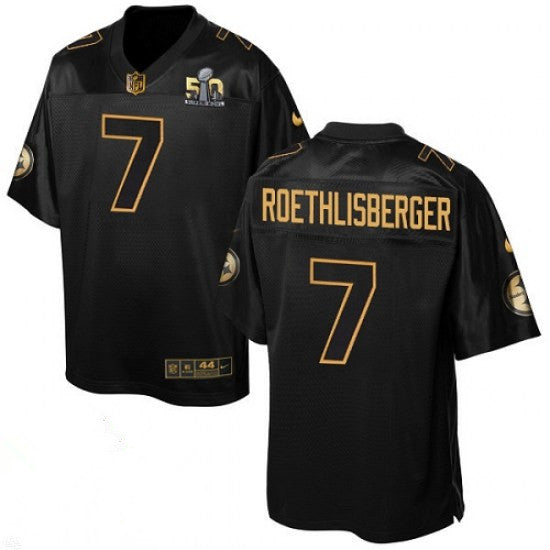 Nike Steelers #7 Ben Roethlisberger Black Mens Stitched NFL Elite Pro Line Gold Collection Jersey