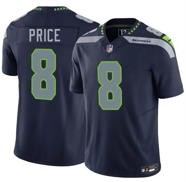 Mens Seattle Seahawks #8 Jadarian Price Navy 2026 FUSE Vapor Untouchable Limited Stitched Football Jersey