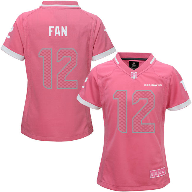 Mens Seattle Seahawks #12 Fan Pink Stitched Football Jersey