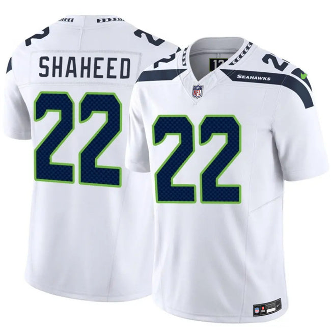 Mens Seattle Seahawks #22 Rashid Shaheed White 2025 FUSE Vapor Untouchable Limited Stitched Football Jersey