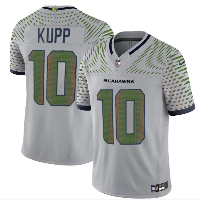 Mens Seattle Seahawks #10 Cooper Kupp Grey 2025 FUSE ¡°Rivalries¡± Vapor Untouchable Limited Stitched Football Jersey