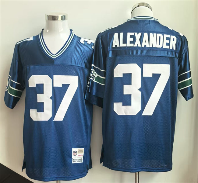 Mens Seattle Seahawks #37 KShaun Alexander Royal Throwback Stitched Football Jersey