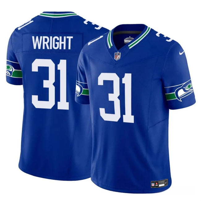 Mens Seattle Seahawks #31 Jacardia Wright Royal 2025 FUSE Throwback Vapor Limited Stitched Football Jersey