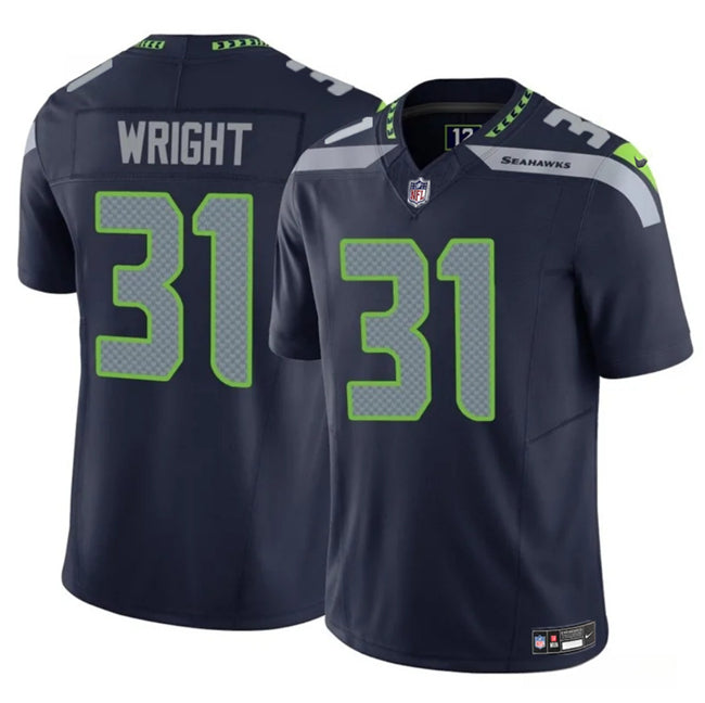Mens Seattle Seahawks #31 Jacardia Wright Navy 2025 FUSE Vapor Untouchable Limited Stitched Football Jersey