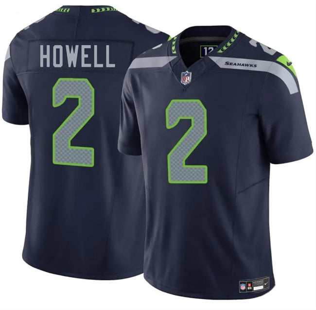 Mens Seattle Seahawks #2 Sam Howell Navy 2025 FUSE Vapor Limited Stitched Football Jersey