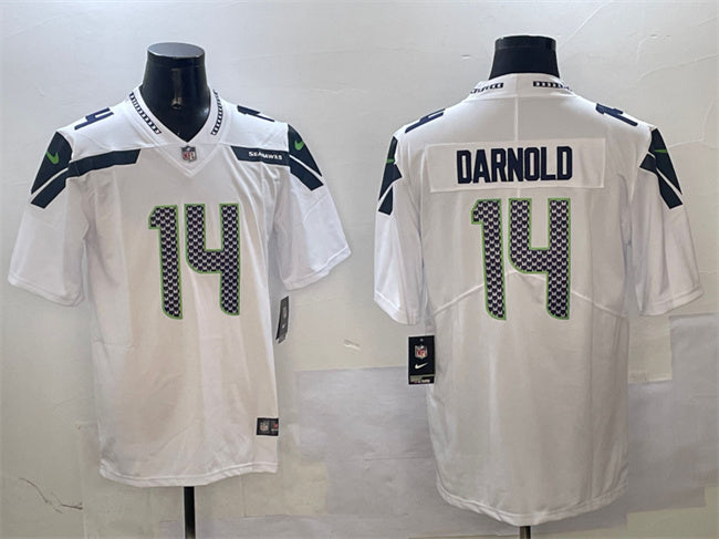 Mens Seattle Seahawks #14 Sam Darnold White 2025 Vapor Limited Stitched Football Jersey