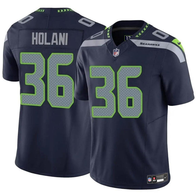 Mens Seattle Seahawks #36 George Holani Navy FUSE Vapor Limited Stitched Football Jersey