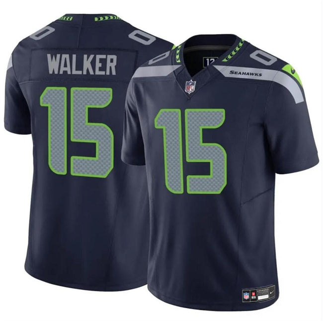 Mens Seattle Seahawks #15 PJ Walker Navy 2024 FUSE Vapor Limited Stitched Football Jersey