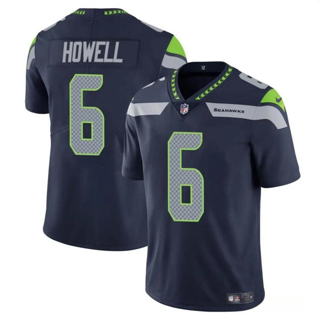 Mens Seattle Seahawks #6 Sam Howell Navy Vapor Limited Stitched Football Jersey
