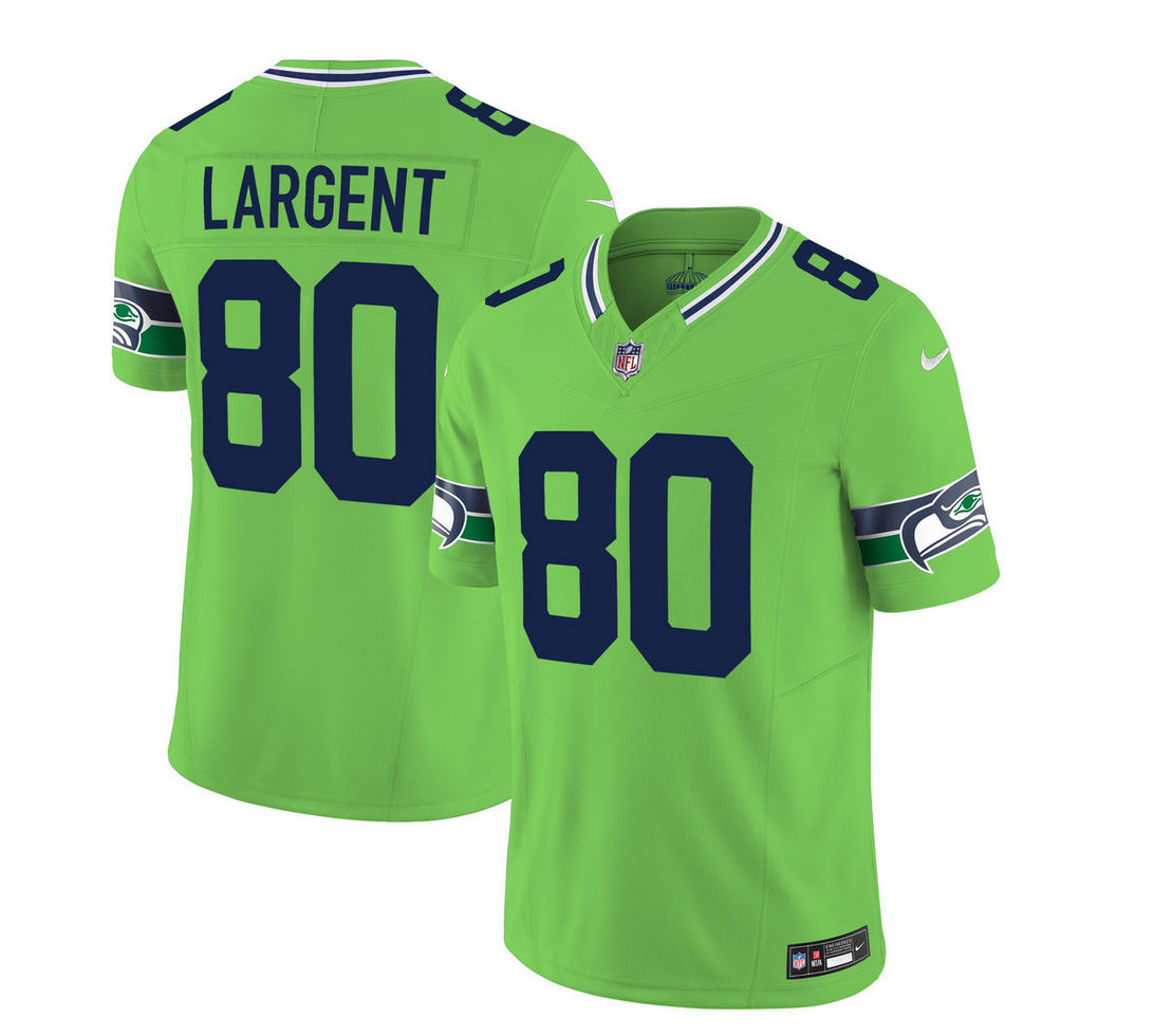 Mens Seattle Seahawks #80 Steve Largent 2023 FUSE Green Limited Stitched Football Jersey