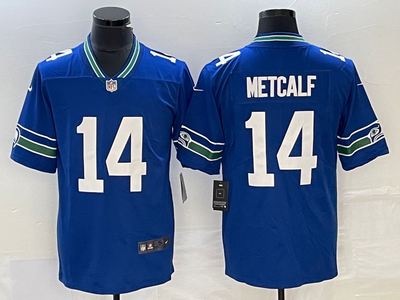 Mens Seattle Seahawks #14 DK Metcalf Royal Vapor Untouchable Limited Stitched Football Jersey