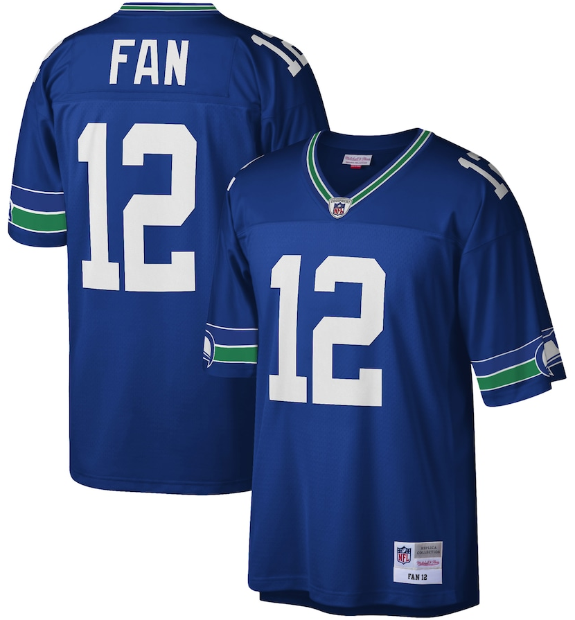 Mens Seattle Seahawks #12 Fan Royal Mitchell Ness Stitched Football Jersey