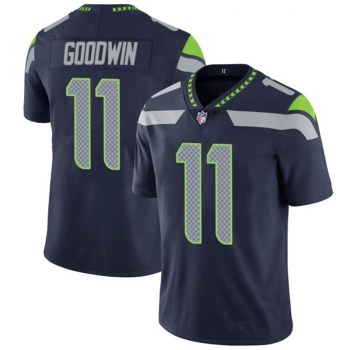 Mens Seattle Seahawks #11 Marquise Goodwin Navy Vapor Untouchable Limited Stitched Jersey