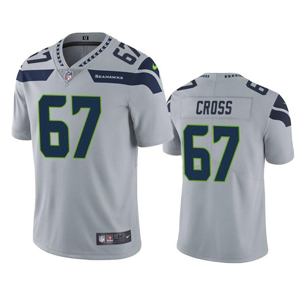 Mens Seattle Seahawks #67 Charles Cross Grey Vapor Untouchable Limited Stitched Jersey
