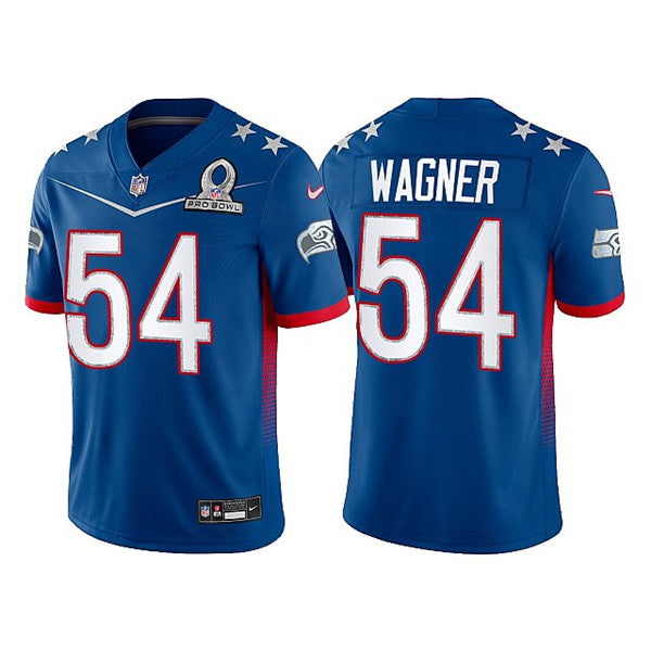 Mens Seattle Seahawks #54 Bobby Wagner 2022 Royal NFC Pro Bowl Stitched Jersey