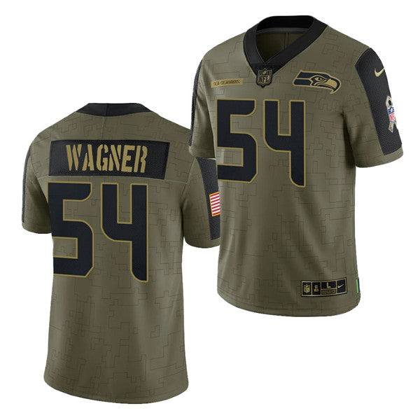 Mens Seattle Seahawks #54 Bobby Wagner 2021 Olive Salute To Service Limited Stitched Jersey