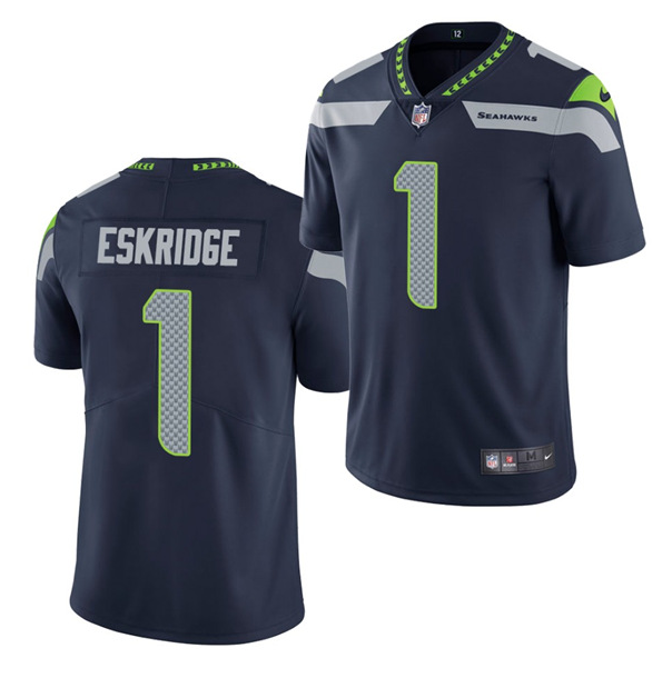 Mens Seattle Seahawks #1 DWayne Eskridge Navy Vapor Untouchable Limited Stitched Jersey