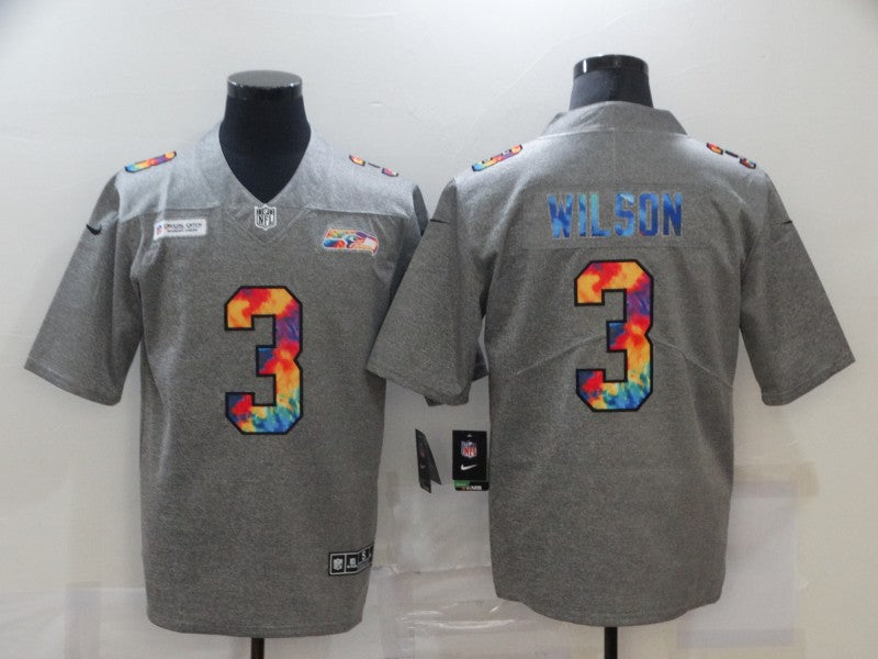 Mens Seattle Seahawks #3 Russell Wilson 2020 Grey Crucial Catch Limited Stitched Jersey