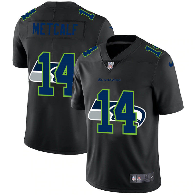 Mens Seattle Seahawks #14 DK Metcalf 2020 Black Shadow Logo Limited Stitched Jersey