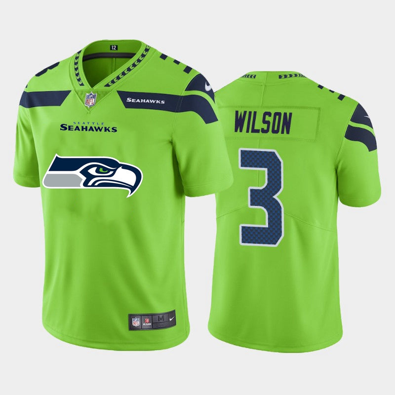 Mens Seattle Seahawks #3 Russell Wilson Green 2020 Team Big Logo Limited Stitched Jersey