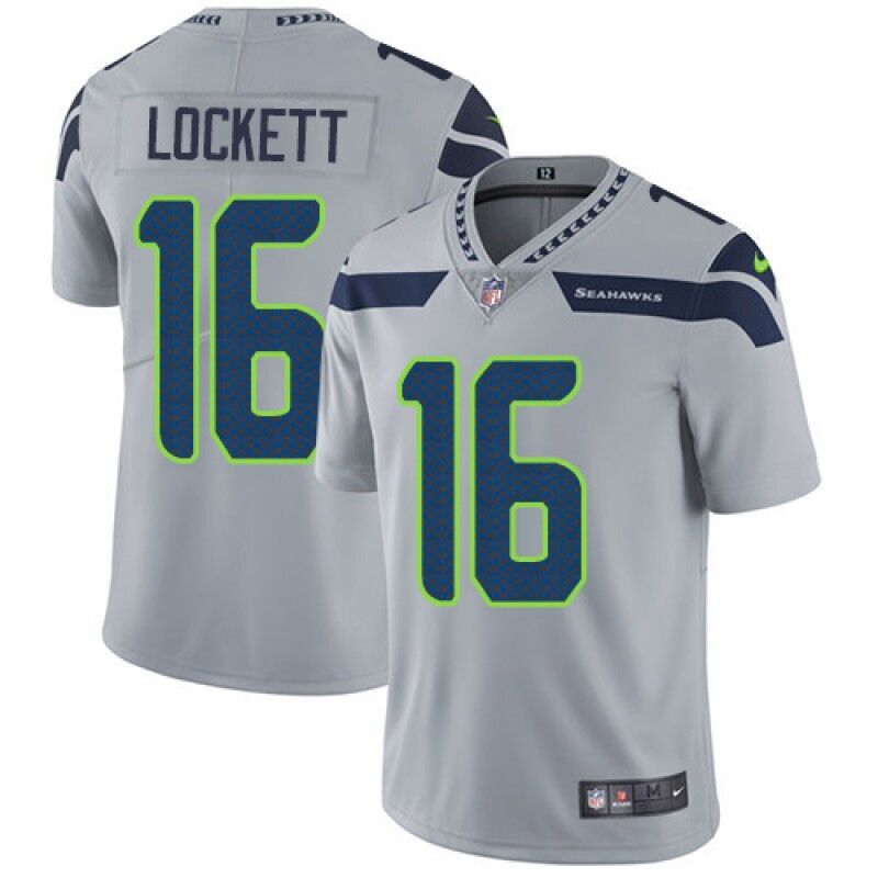 Mens Seattle Seahawks #16 Tyler Lockett Grey Vapor Untouchable Limited Stitched Jersey