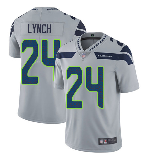 Mens Seattle Seahawks #24 Marshawn Lynch Grey Vapor Untouchable Limited Stitched NFL Jersey