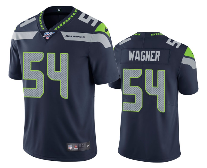 Mens Seattle Seahawks #54 Bobby Wagner Navy 2019 100th Season Vapor Untouchable Limited Stitched NFL Jersey