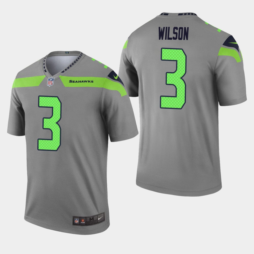 Mens Seattle Seahawks #3 Russell Wilson Gray Inverted Legend Jersey