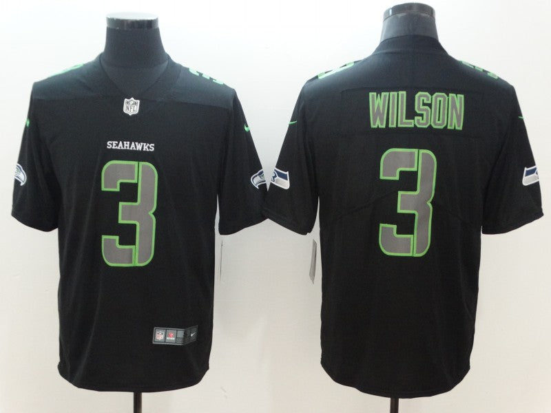 Mens Seattle Seahawks #3 Russell Wilson Black 2018 Impact Limited Stitched NFL Jersey