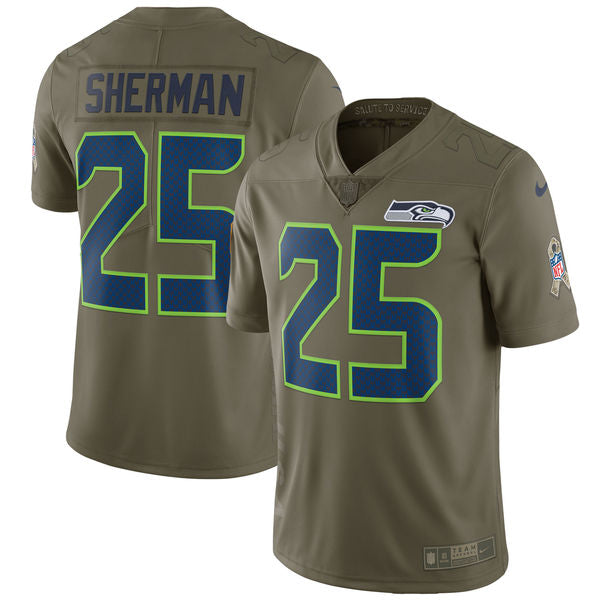 Mens Nike Seattle Seahawks #25 Richard Sherman Olive Salute To Service Limited Stitched NFL Jersey