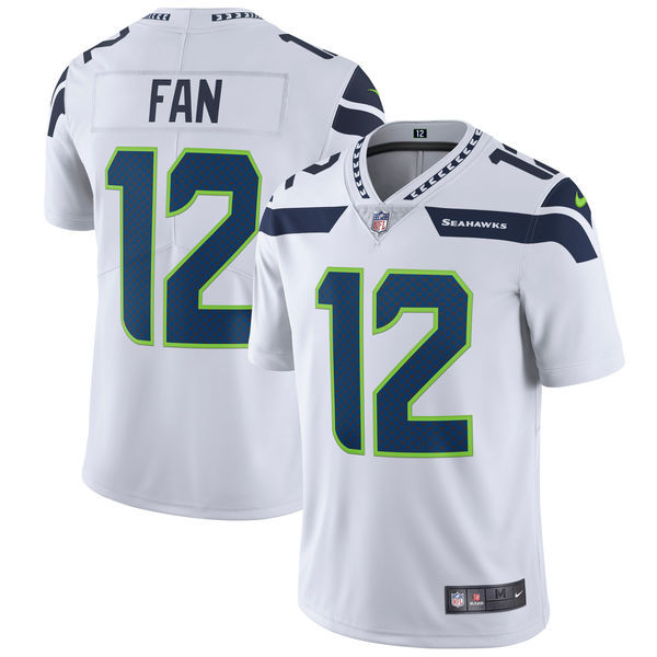 Mens Seattle Seahawks #12 Fan Nike White Vapor Untouchable Limited Stitched NFL Jersey