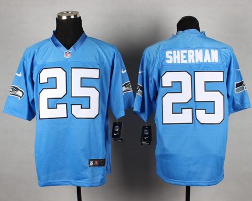 Nike Seahawks #25 Richard Sherman Light Blue Mens Stitched NFL Elite Jersey