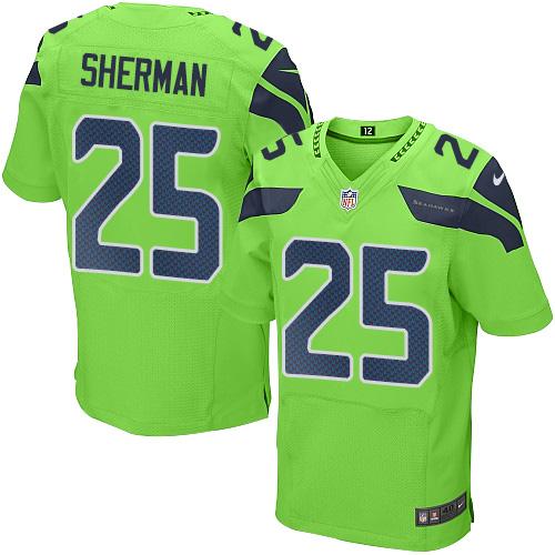 Nike Seahawks #25 Richard Sherman Green Mens Stitched NFL Elite Rush Jersey