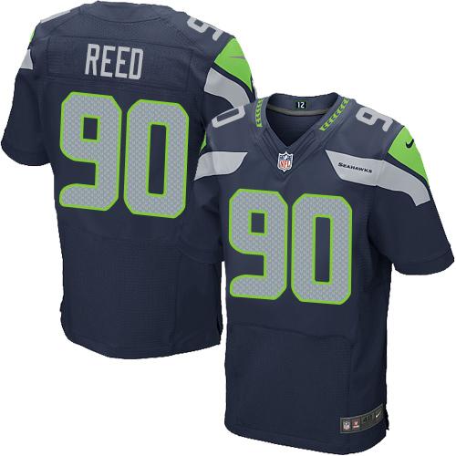 Nike Seahawks #90 Jarran Reed Steel Blue Team Color Mens Stitched NFL Elite Jersey