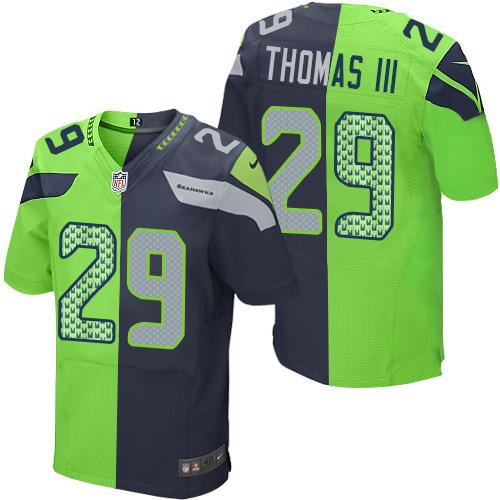 Nike Seahawks #29 Earl Thomas III Steel Blue/Green Mens Stitched NFL Elite Split Jersey
