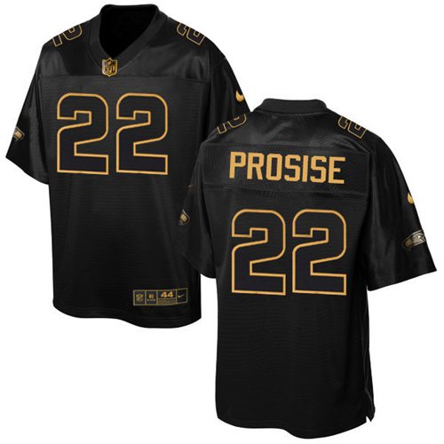 Nike Seahawks #22 C J Prosise Black Mens Stitched NFL Elite Pro Line Gold Collection Jersey