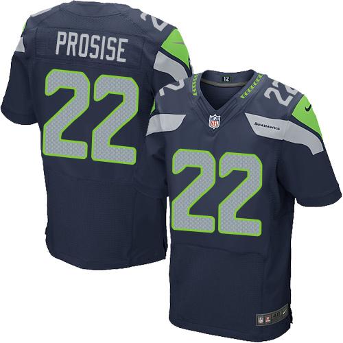Nike Seahawks #22 C J Prosise Steel Blue Team Color Mens Stitched NFL Elite Jersey