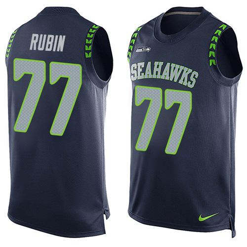 Nike Seahawks #77 Ahtyba Rubin Steel Blue Team Color Mens Stitched NFL Limited Tank Top Jersey