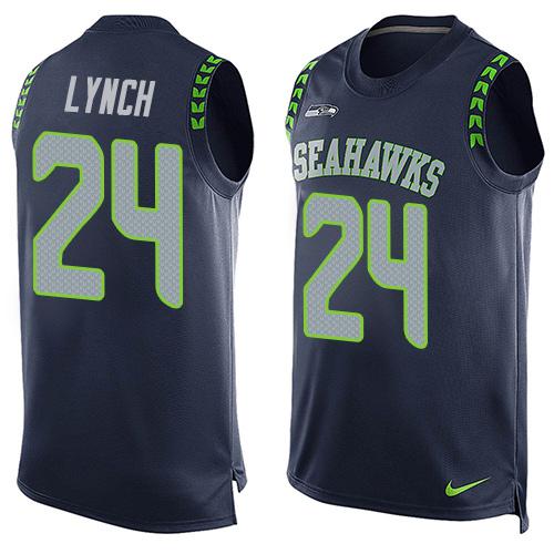 Nike Seahawks #24 Marshawn Lynch Steel Blue Team Color Mens Stitched NFL Limited Tank Top Jersey