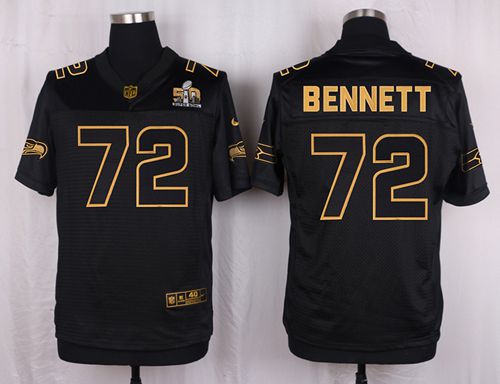 Nike Seahawks #72 Michael Bennett Black Mens Stitched NFL Elite Pro Line Gold Collection Jersey