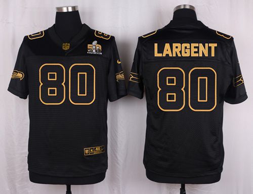 Nike Seahawks #80 Steve Largent Black Mens Stitched NFL Elite Pro Line Gold Collection Jersey