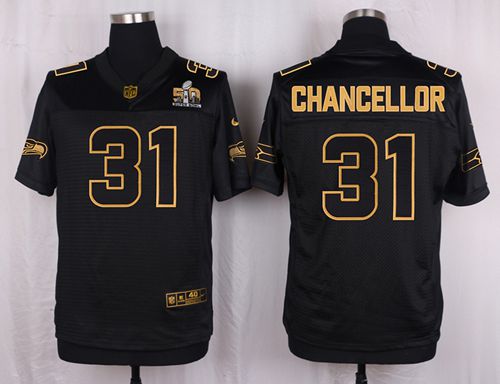 Nike Seahawks #31 Kam Chancellor Black Mens Stitched NFL Elite Pro Line Gold Collection Jersey