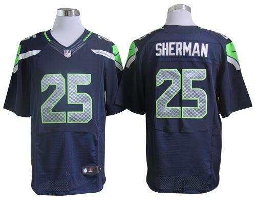 Nike Seahawks #25 Richard Sherman Steel Blue Team Color Mens Stitched NFL Elite Jersey