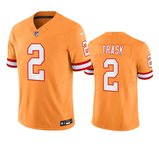 Mens Tampa Bay Buccaneers #2 Kyle Trask Orange 2023 FUSE Throwback Limited Stitched Jersey
