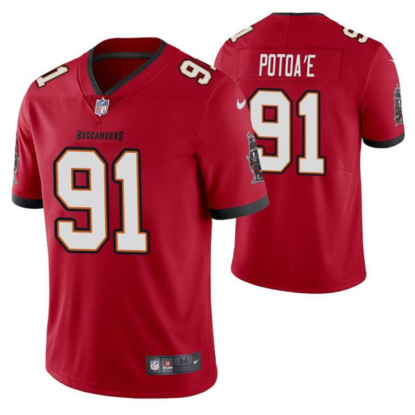 Mens Tampa Bay Buccaneers #91 Benning Potoae Red Vapor Untouchable Limited Stitched Jersey