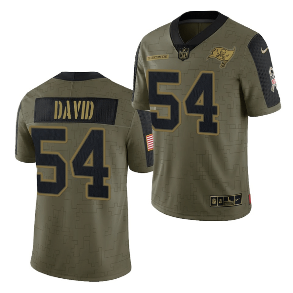 Mens Tampa Bay Buccaneers #54 Lavonte David 2021 Olive Salute To Service Limited Stitched Jersey